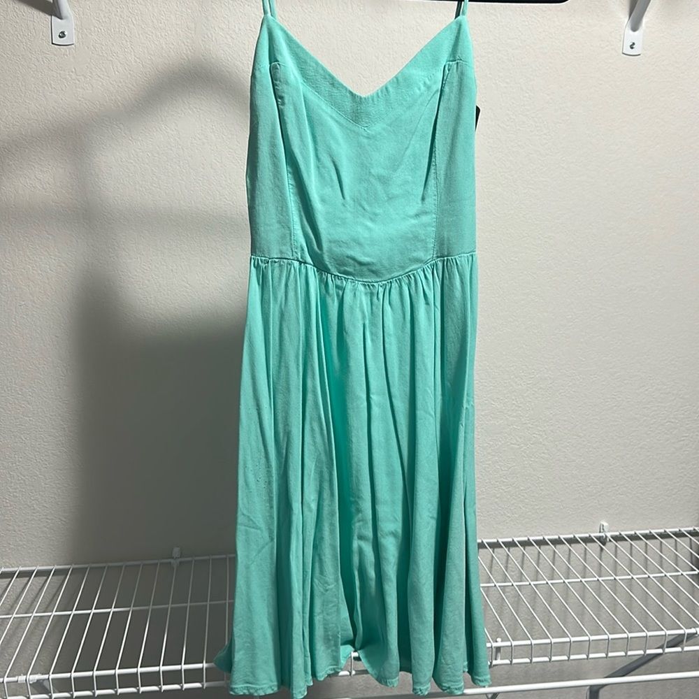 Blue/green with side detail dress